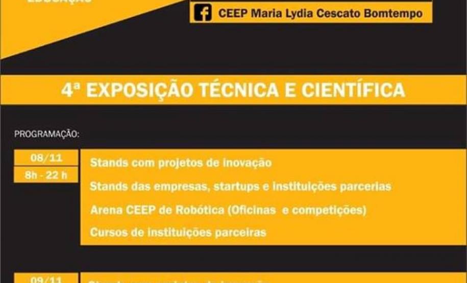 4ª EXPOSIÇÃO TÉCNICA E CIENTÍFICA DO CEEP MARIA LYDIA CESCATO BOMTEMPO